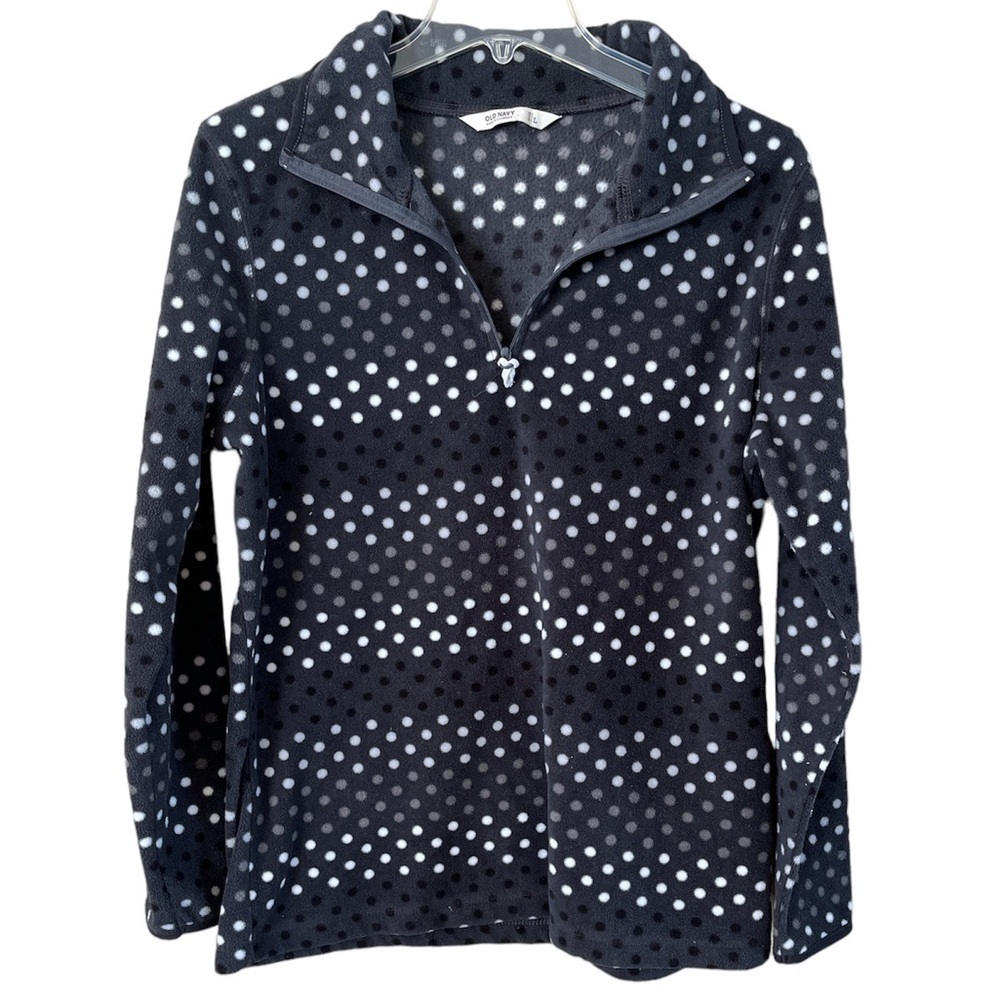 Old Navy polar fleece pullover quarter zip gray polkadot size large